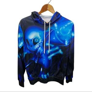 ALIEN FLUORESCENT X-RAY GRAPHIC HOODIE SIZE MEDIUM